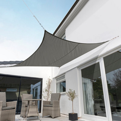 Kookaburra 5.4m Square Waterproof Charcoal Garden Patio Sun Shade Sail Canopy 98% UV Block with Free Rope
