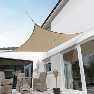 Kookaburra 5.4m Square Waterproof Mocha Garden Patio Sun Shade Sail Canopy 98% UV Block with Free Rope