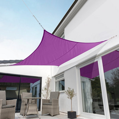 Kookaburra 5.4m Square Waterproof Purple Garden Patio Sun Shade Sail Canopy 98% UV Block with Free Rope
