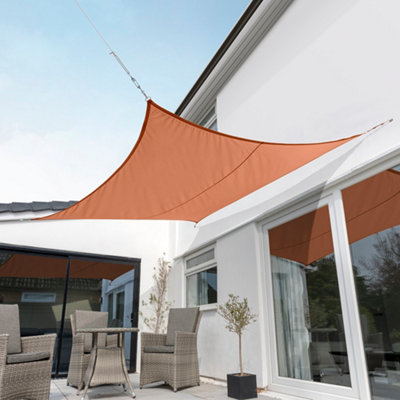 Kookaburra 5.4m Square Waterproof Terracotta Garden Patio Sun Shade Sail Canopy 98% UV Block with Free Rope