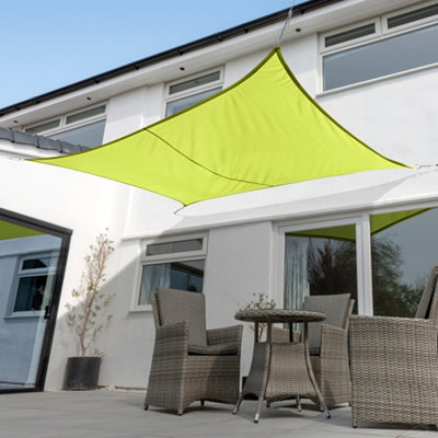 Kookaburra 5m x 4m Rectangle Waterproof Lime Garden Patio Sun Shade Sail Canopy 98% UV Block with Free Rope