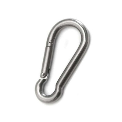 Kookaburra 8cm x 4cm Silver Stainless Steel Snap Hook Carabiner Shade Sail Fitting Garden Patio Fixing Accessory