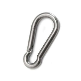Kookaburra 8cm x 4cm Silver Stainless Steel Snap Hook Carabiner Shade Sail Fitting Garden Patio Fixing Accessory