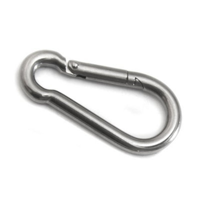 Kookaburra 8cm x 4cm Silver Stainless Steel Snap Hook Carabiner Shade Sail Fitting Garden Patio Fixing Accessory