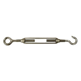 Kookaburra Silver Galvanised Steel Turnbuckle with Hook and Eye Ends Shade Sail Fitting Garden Patio Fixing Accessory