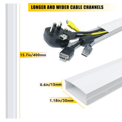 KOOLPUG 4.0M Cable Management Series Long Channel White Cable Trunking ...