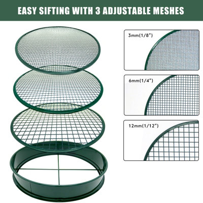 KOOLPUG Garden Series 3-in-1 Green Soil Sieve Garden Riddle with ...