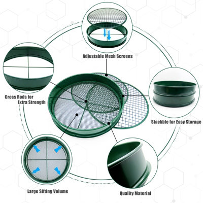 KOOLPUG Garden Series 3-in-1 Green Soil Sieve Garden Riddle with ...