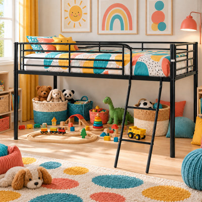 Kora Mid Sleeper Metal Bed Frame in Black Finish fits 3ft Single Mattress