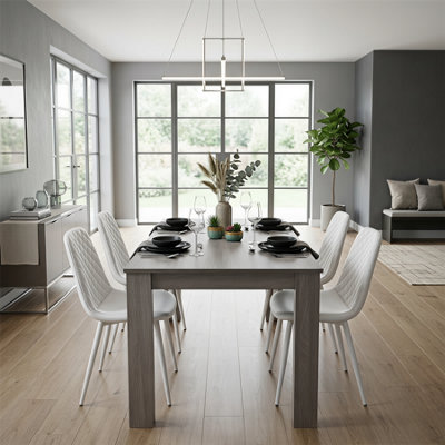 Kosy Koala Dining Table Set With 4 White Gem Pattern Chairs Dining Room ...