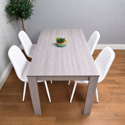 Kosy Koala Dining Table Set With 4 White Gem Pattern Chairs Dining Room ...