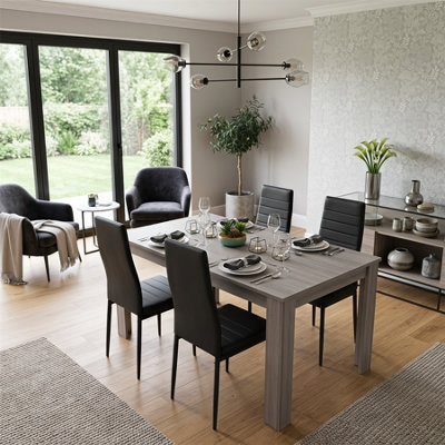 Kosy Koala Modern Grey Rectangle Dining Table Set With 4 Black Metal ...