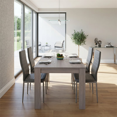 Kosy Koala Modern Grey Rectangle Dining Table Set With 4 Grey Chairs ...