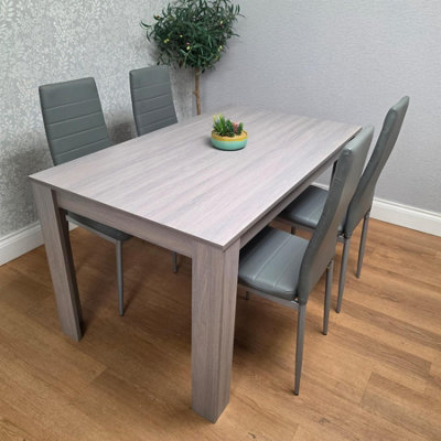 Kosy Koala Modern Grey Rectangle Dining Table Set With 4 Grey Chairs ...
