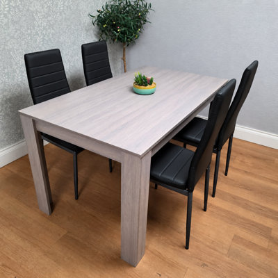 Kosy Koala Modern Rectangle Dining Table Set With 4 Black Chairs Dining ...