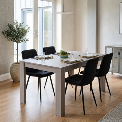 Kosy Koala Modern Rectangle Dining Table Set With 4 Black Velvet Chairs ...