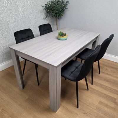 Kosy Koala Modern Rectangle Dining Table Set With 4 Black Velvet Chairs ...