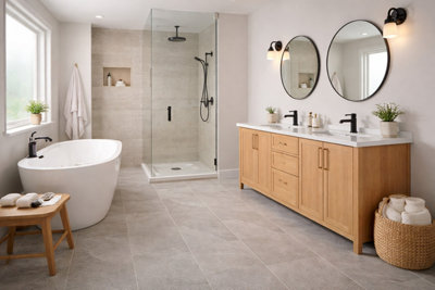 Kovac Grey Matt Porcelain Floor Tiles (70 Pack - 10 Box - 12.6m2 Coverage) - Bathroom - Inspired by Natural Stone Textures
