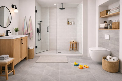 Kovac Grey Matt Porcelain Floor Tiles (70 Pack - 10 Box - 12.6m2 Coverage) - Bathroom - Inspired by Natural Stone Textures