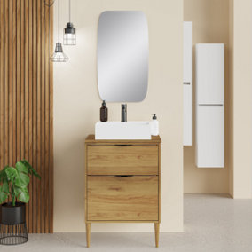 Krafter Noir 600mm Caramel Oak Wall Hung Vanity Unit