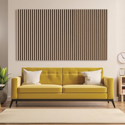 Kraus Acoustic Slat Wall Panel 3D Wood - Ash Brown - (L) 120cm x (W) 57.3cm - Single - Sample Size Available