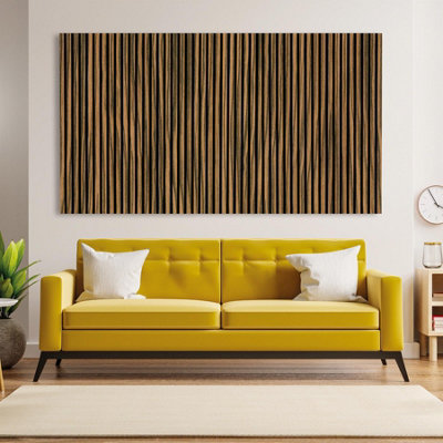 Kraus Acoustic Slat Wall Panel 3D Wood - Maple Stripe - (L) 120cm x (W) 57.3cm - Single - Sample Size Available