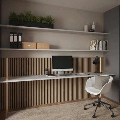 Kraus - Ash Brown - Acoustic Slat Wall Panel - (L) 120cm x (W