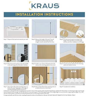 Kraus - Ash Brown - Easy-Fit Acoustic Slat Wall Panel - (L) 240cm