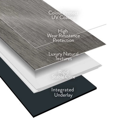 Kraus Birkett Natural Wood Effect Luxury Vinyl Click Tile, pack of 12 covers 2.2m² - Samples Available