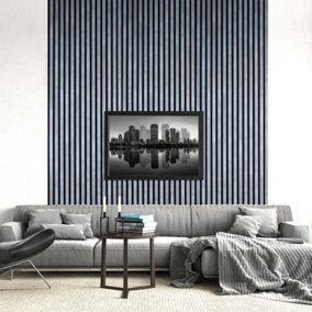Kraus - Concrete Grey - Easy-Fit Acoustic Slat Wall Panel - (L) 240cm x (W) 57.3cm - Pack of 3 Panels
