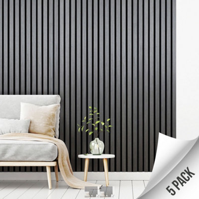 Kraus Easy Living - Alder Grey - Acoustic Slat Wall Panel x5 Pack (L) 240cm x (W) 60cm - 5 Panel Value Pack
