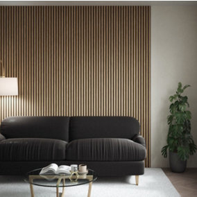 Kraus Easy Living - Natural Oak - Acoustic Slat Wall Panel - (L) 240cm x (W) 60cm Single Panel - Sample Size Available