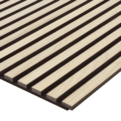 Kraus - Light Oak - Easy-Fit Acoustic Slat Wall Panel - (L) 240cm x (W) 57.3cm - Pack of 5 Panels
