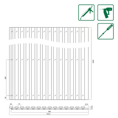 Oak veneer Acoustic panel (L)2400mm (W)572.5mm, 7.2kg