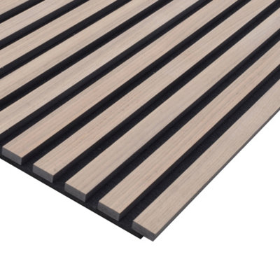 Kraus - Walnut Brown - Easy-Fit Acoustic Slat Wall Panel - (L) 240cm x (W) 57.3cm - Pack of 5 Panels