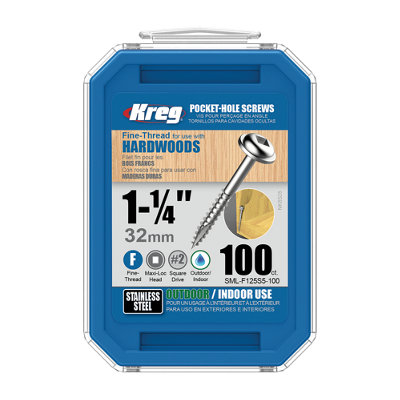 Kreg 305 Stainless Steel Pocket Screws - 32mm / 1-1/4"  No. 7 F