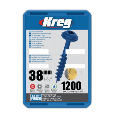 Kreg Blue-Kote WR Pocket Screws - 38mm / 1-1/2"  No. 8 Crse  Wa