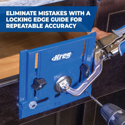 Kreg Cabinet Hardware Jig - Adjustable edge guide for easy positioning