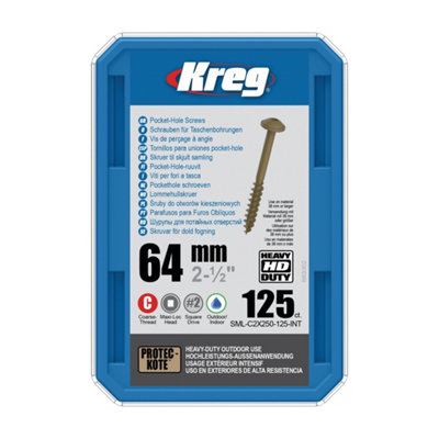 Kreg HD WR Pocket Screws - 64mm / 2-1/2"  No. 14 Coarse  Washer