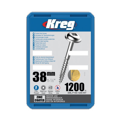 Kreg Pocket Screws - 38mm / 1-1/2"  No. 6 Fine  Pan-Head  1200c