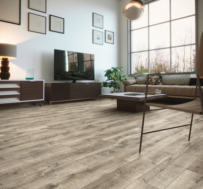 Krono Atlantic 8mm Water Resistant - Weathered Volcano Oak - Laminate Flooring - 2.22m² Pack