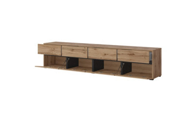 Kross 40 TV Cabinet in Oak Wotan - W2250mm H480mm D400mm Elegant Wood Finish