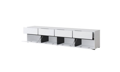 Kross 40 TV Cabinet in White - W2250mm H480mm D400mm Modern Minimalist Design