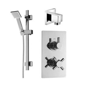 Kross Twin Concealed Thermostatic Shower Valve with Kit 6 Chrome