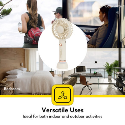 KRYPTON Rechargeable Mini Fan Personal Portable Fan & LED Light Electric USB Travel Fan, Cream