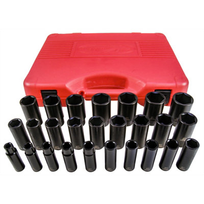 Kti Tools Deep Impact Socket Set 1/2 Drive 26Pc Heavy Duty