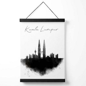 Kuala Lumpur Watercolour Skyline City Medium Poster with Black Hanger