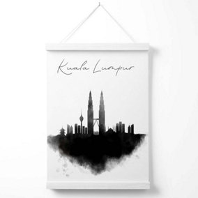 Kuala Lumpur Watercolour Skyline City Poster with Hanger / 33cm / White