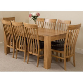 Kuba 180 x 90 cm Chunky Oak Dining Table and 8 Chairs Dining Set with Harvard Chairs