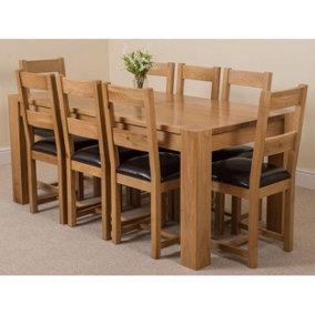 Kuba 180 x 90 cm Chunky Oak Dining Table and 8 Chairs Dining Set with Lincoln Chairs